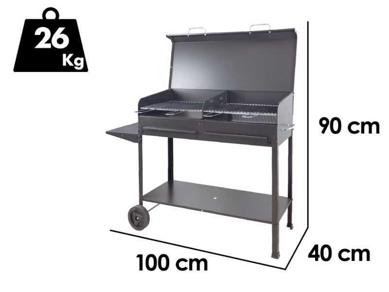 Seven Italy Vanessa 2G - Handgefertigter Holzkohlegrill aus Eisen - 2x 47.5x37cm