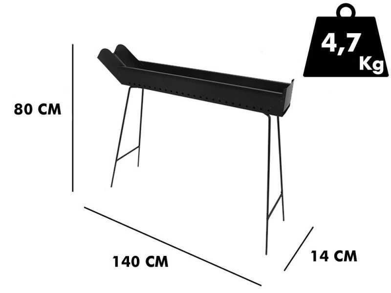Mille BBQ-100 Go - Holzkohle-Bratrost f&uuml;r Lammspie&szlig;e - 100x14cm