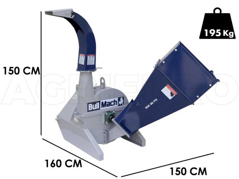 BullMach ZEUS 100 PTO - H&auml;cksler f&uuml;r Traktor  - mit Dreipunktaufnahme