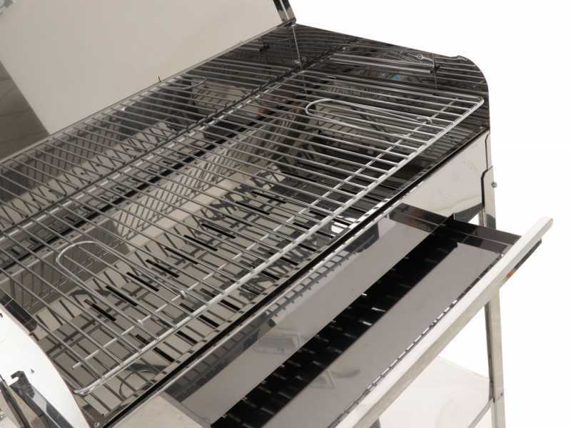 Mille Achille Large - Handgefertigter Holzkohlegrill aus Edelstahl - 67,5x37cm
