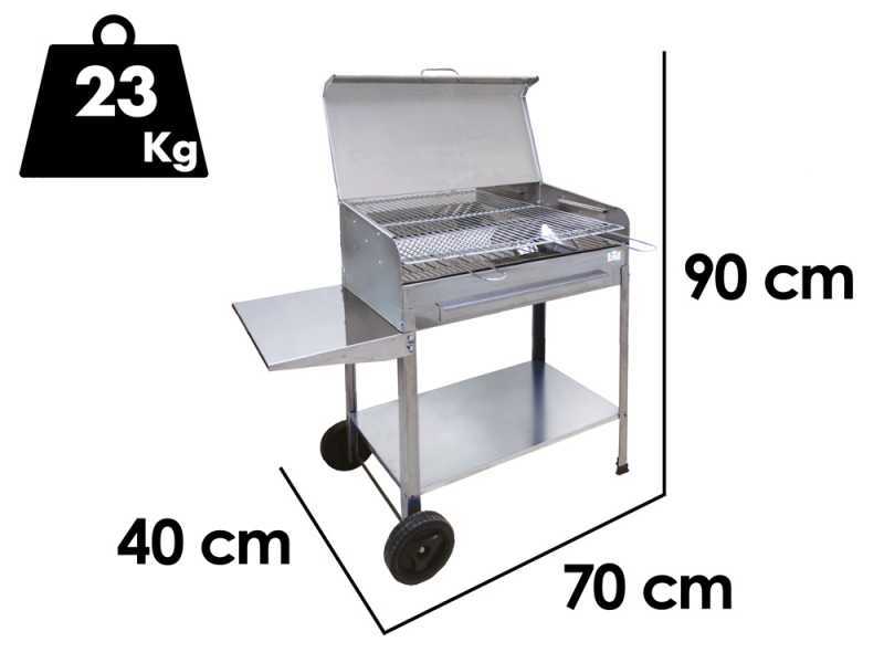 Seven Italy Achille Large - Handgefertigter Holzkohlegrill aus Edelstahl - 67,5x37cm