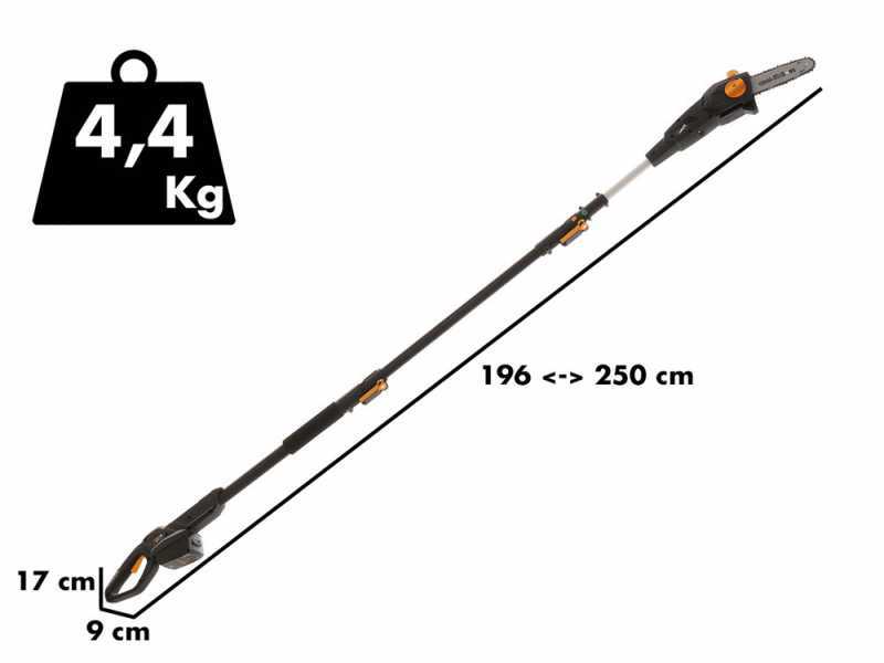 Akku-Mehrzweck-Astkettens&auml;ge auf Teleskopschaft Alpina AMT 20 Li - Akku 20V 4Ah