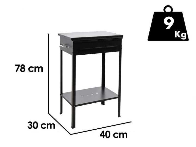 Seven Italy Stromboli Small - Handgefertigter Eisen-Holzkohlegrill - 40x28cm