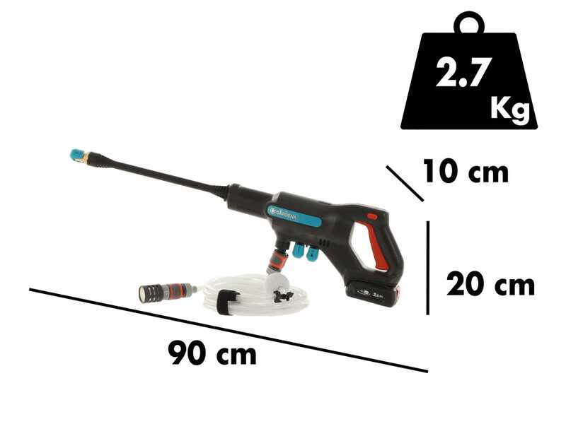 Gardena AcquaClean 24/18V Lithium  Hochdruckreiniger-Pistole - mit 2.5A Lithium-Akku