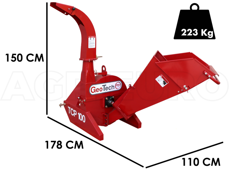 GeoTech Pro TCP 100 - H&auml;cksler f&uuml;r Traktoren - Schnittdurchmesser 100 mm