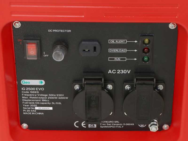 Geotech iG 2500 EVO - Benzin Inverter-Stromerzeuger 2.5 kW - Dauerleistung 2.2 kW - 230V