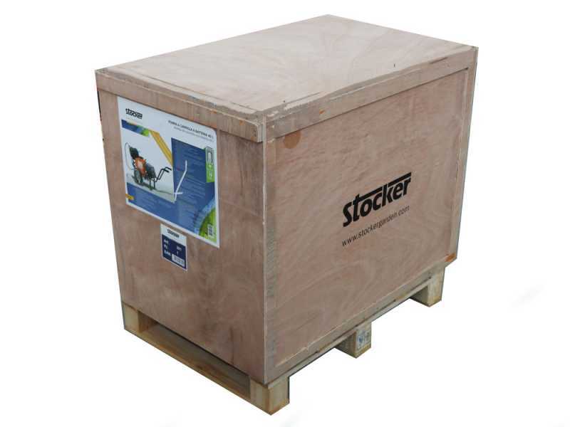 Batteriebetriebene Karrenspritze Stocker 12 V mit 100 L Tank art. 304 - Elektrische Karrenspritze auf Wagen mit Bew&auml;sserungsstange und Anh&auml;ngerkupplung