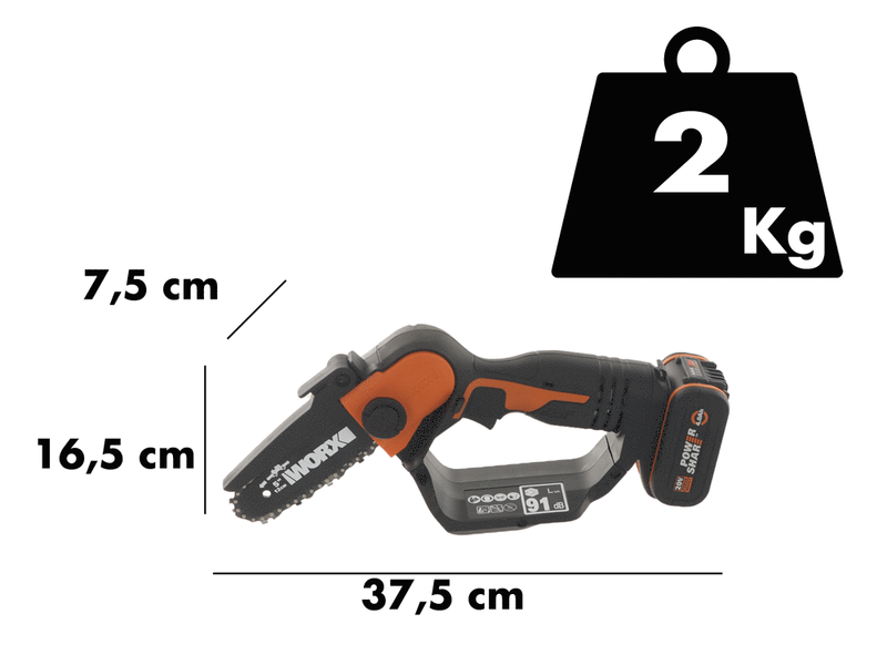 Akku-Astkettens&auml;ge Worx WG324E.9 20V 2 Ah - SOLO - OHNE AKKU UND LADEGER&Auml;T