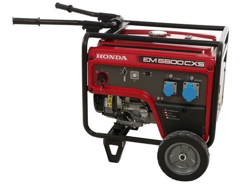 Honda EM 5500CXS - Benzin Stromerzeuger mit R&auml;der und AVR-System 230V 5.5 kW - Dauerleistung 5 kW - 230V