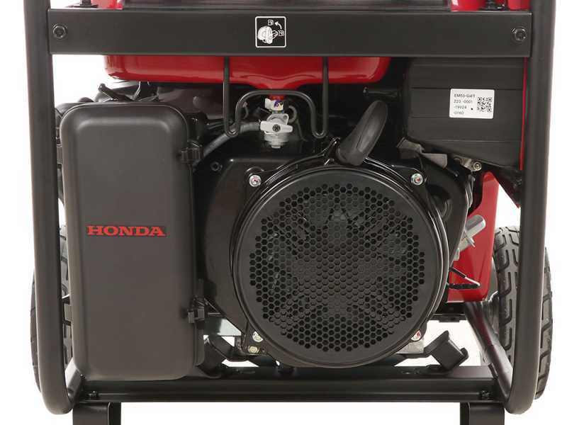 Honda EM 5500CXS - Benzin Stromerzeuger mit R&auml;der und AVR-System 230V 5.5 kW - Dauerleistung 5 kW - 230V