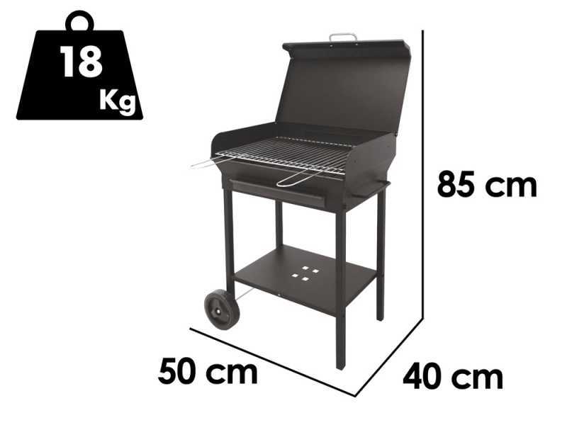 Seven Italy Vulcano ECO Small - Handgefertigter Holzkohlegrill aus Eisen - 47,5x37cm