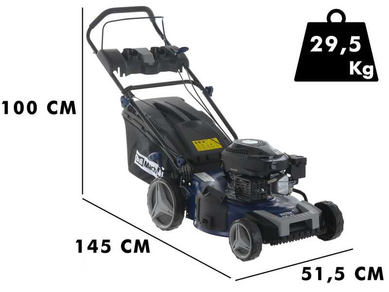 Rasenm&auml;her zum Schieben  BullMach ECTOR - 46 P - 4 in 1 - mit Benzinmotor 170 ccm