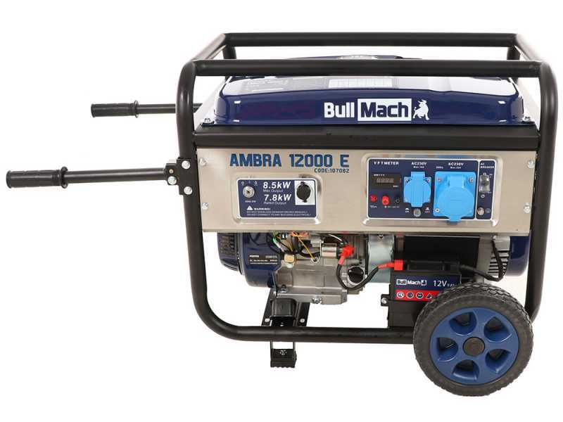 BullMach AMBRA 12000 E - Benzin-Stromerzeuger mit R&auml;dern und AVR-Regelung - 8.5 kW - Dauerleistung 7.8 kW - 230V