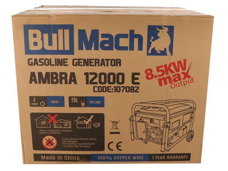 BullMach AMBRA 12000 E - Benzin-Stromerzeuger mit R&auml;dern und AVR-Regelung - 8.5 kW - Dauerleistung 7.8 kW - 230V