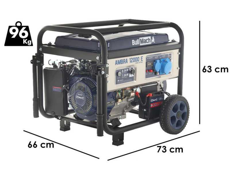 BullMach AMBRA 12000 E - Benzin-Stromerzeuger mit R&auml;dern und AVR-Regelung - 8.5 kW - Dauerleistung 7.8 kW - 230V