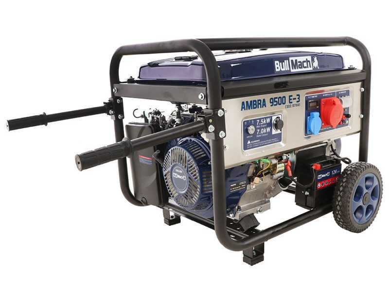 BullMach AMBRA 9500 E-3 - Benzin Stromerzeuger 400V dreiphasig  - 7,0 kW - mit R&auml;dern