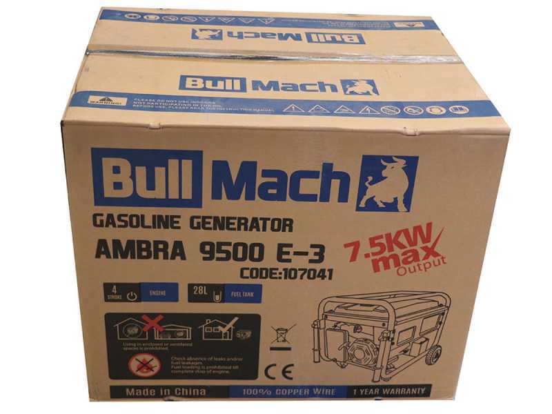 BullMach AMBRA 9500 E-3 - Benzin Stromerzeuger 400V dreiphasig  - 7,0 kW - mit R&auml;dern