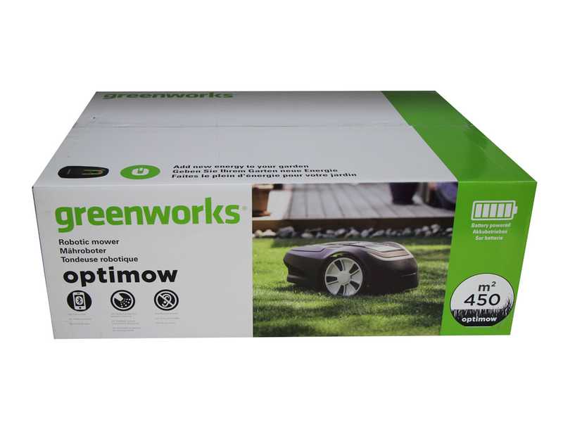 M&auml;hroboter Greenworks OPTIMOW 4  - mit Begrenzungskabel