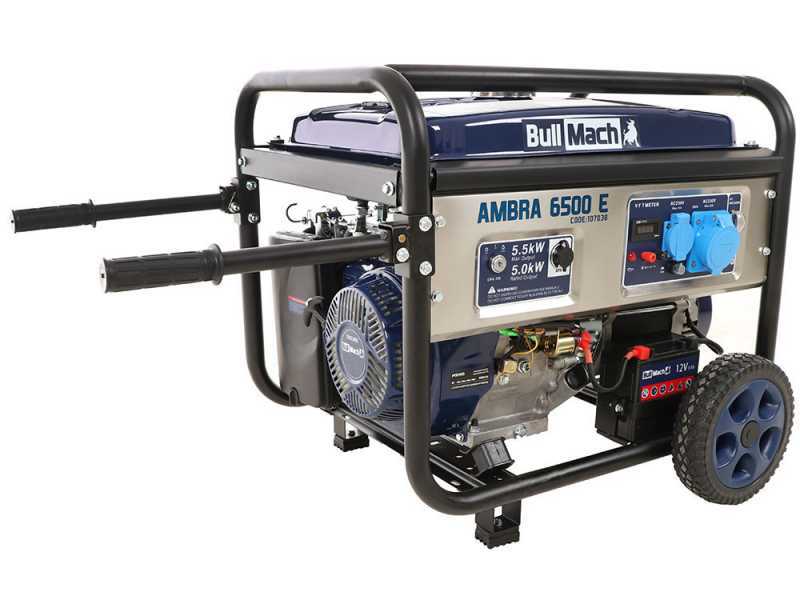 BullMach AMBRA 6500 E - Benzin Stromerzeuger auf R&auml;dern mit AVR-Regelung 5.5 kW - Dauerleistung 5 kW - 230V