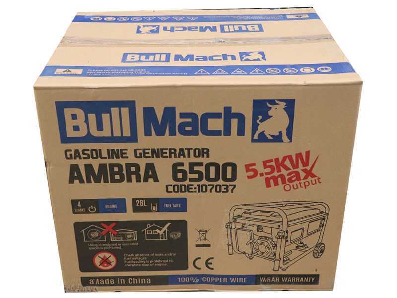 BullMach AMBRA 6500 - Benzin-Stromerzeuger auf R&auml;dern mit AVR-Regelung  5.5 kW - Dauerleistung 5 kW einphasig
