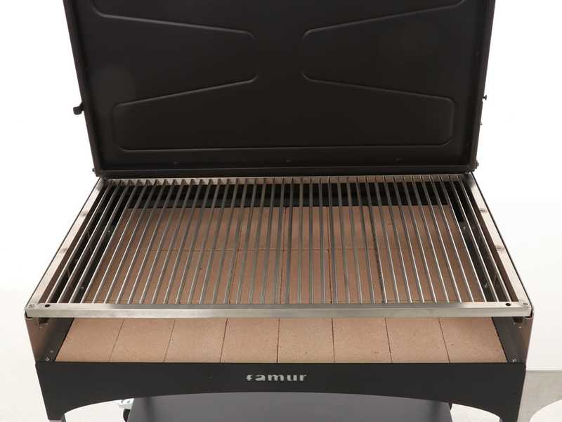 Famur BK 10 Elite - Holzkohle- und Holzkohlebrikett- Grill 2 in 1 - Gitter mit 8 mm-Drehgrillst&auml;ben