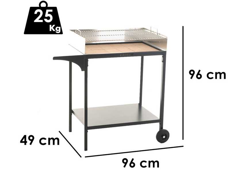 Famur BK7 Prime - Holzkohlegrill - Edelstahlgitter 70x47 cm
