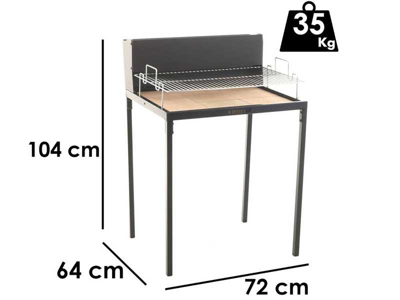 Famur BK7 Light - Holz- und Holzkohlebrikett- Grill 2 in 1 - Grillrost aus Chromstahl  70x48 cm