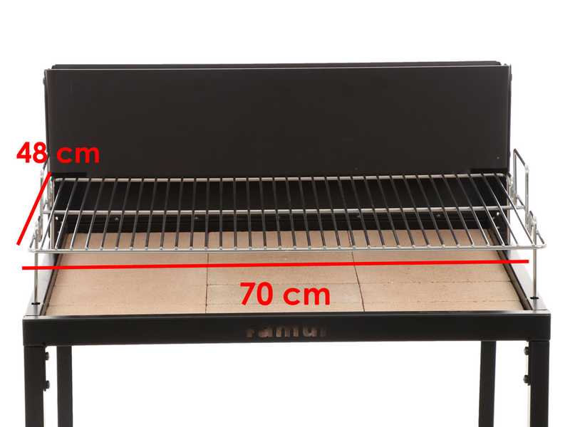 Famur BK7 Light - Holz- und Holzkohlebrikett- Grill 2 in 1 - Grillrost aus Chromstahl  70x48 cm
