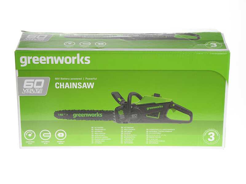 GreenWorks GD60CS40 - Akku-Kettens&auml;ge - 60V - Schwert 40cm - AKKU UND LADEGER&Auml;T NICHT IM LIEFERUMFANG ENTHALTEN
