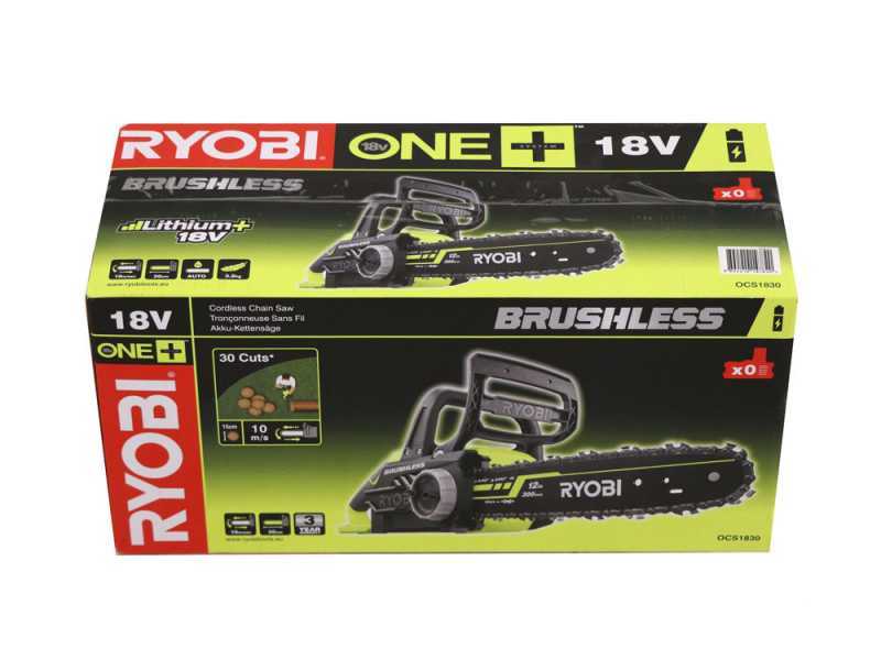 Akku-Elektro-Kettens&auml;ge RYOBI BRUSHLESS OCS1830 - 18V Schwert: 30 cm - OHNE AKKU UND LADEGER&Auml;T