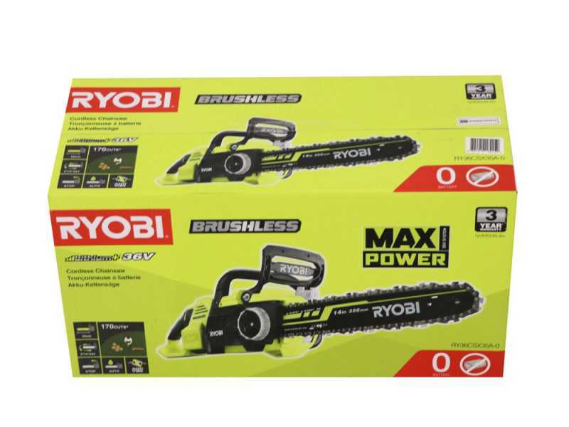 Akku-Kettens&auml;ge RYOBI BRUSHLESS RY36CSX35A-0 - MAX POWER 36V - Schwertl&auml;nge 35cm - OHNE AKKU UND LADEGER&Auml;T