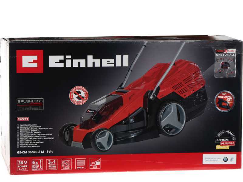 Einhell Akku-Rasenm&auml;her GE-CM 36/43 Li - mit Starterset 2 Akkus 18V/4ah und Ladeger&auml;t