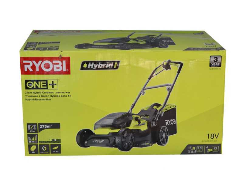 Ryobi Hybrid RY18LMH37A-225 - Akku Rasenm&auml;her - 2x36V/2.5Ah - Schnittbreite 37 cm