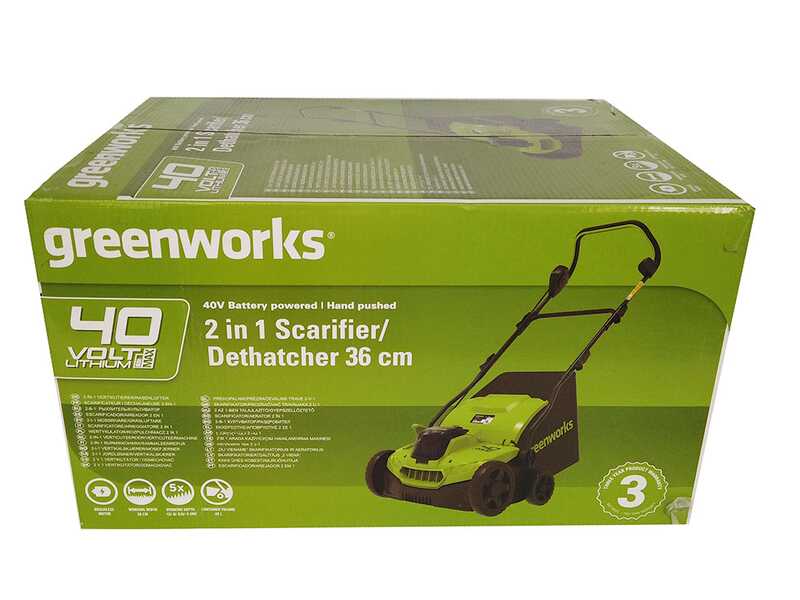 GreenWorks GD40SC38II - Akku Vertikutierer - SOLO - OHNE AKKU UND AKKULADEGER&Auml;T