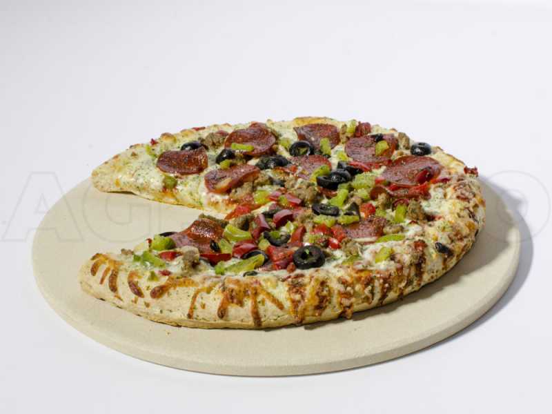 Pizzastein-Set: runde Pizzastein und Holzschieber