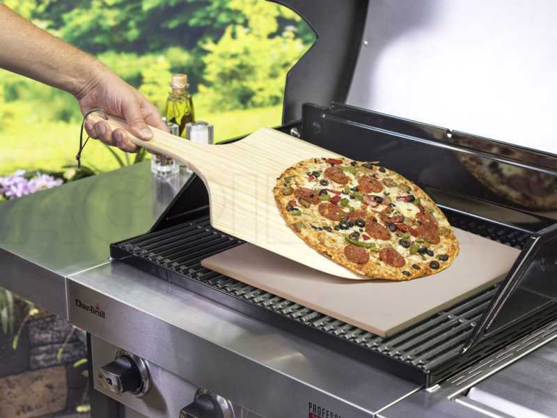 Pizza-Set mit rechteckigem Pizzastein und Holzschieber