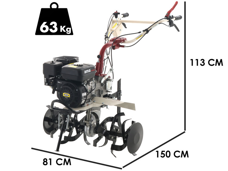 Motorhacke AMA MTZ100G mit Benzinmotor 212ccm 7 PS G&auml;nge 3+1