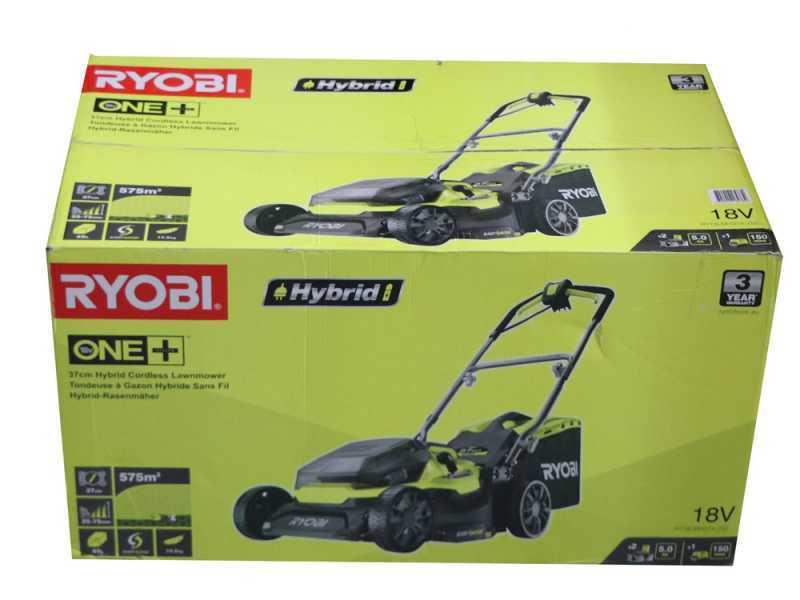 Ryobi Hybrid RY18LMH37A-250 - Akku Rasenm&auml;her - 2x18V/5Ah - 37 cm Schnittbreite