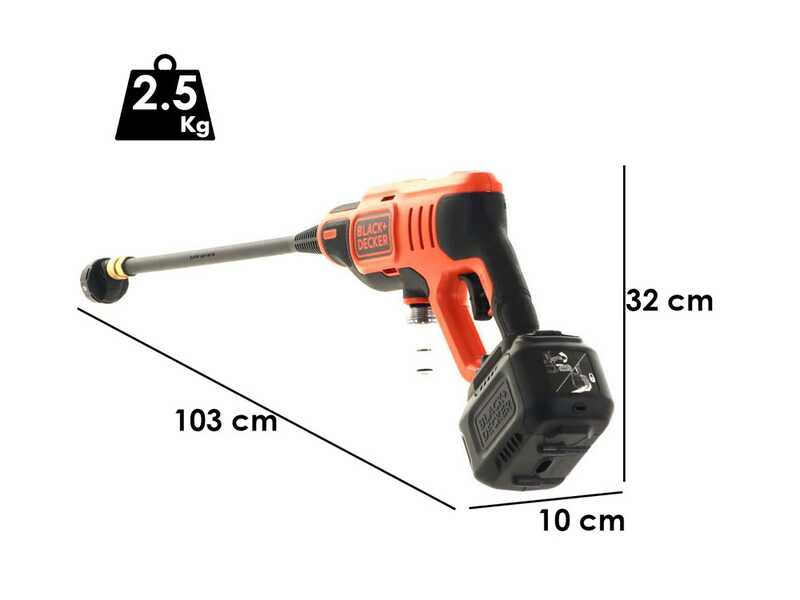 Akku-Hochdruckreiniger Black &amp; Decker BCPC18D1 + Gratis 18-V-Akku 2 Ah - 5-in-1 Multifunktionsd&uuml;se