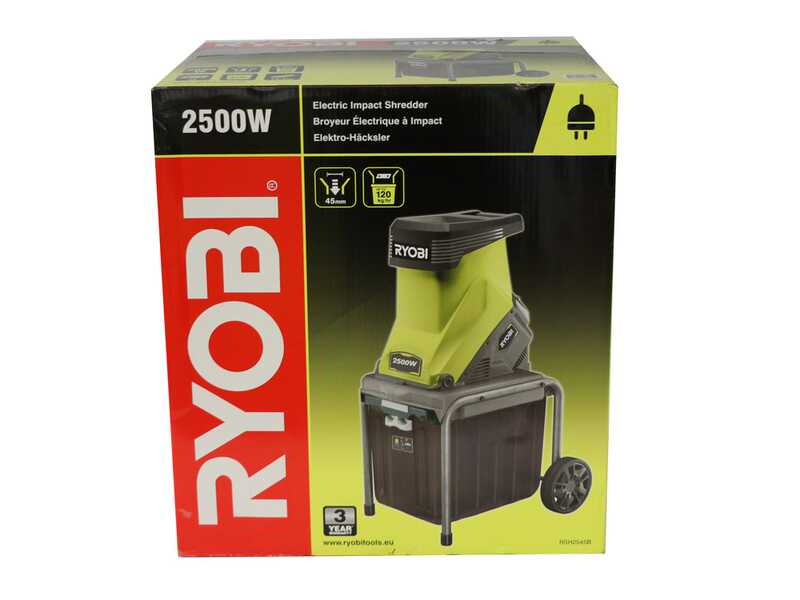 Ryobi RSH2545B - Elektrischer H&auml;cksler - 40 Liter Fangbkorb - Schnittdurchmesser 45 mm - 2500 W