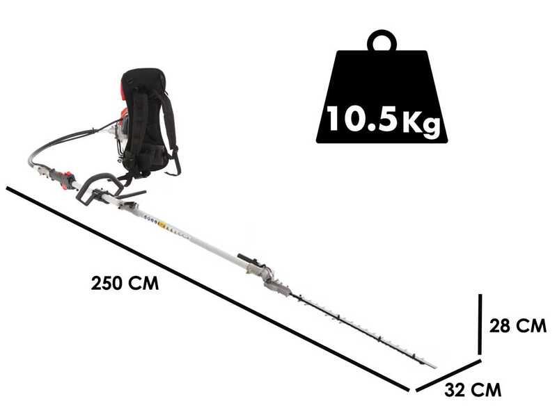 2-Takt-Benzin-Rucksack-Heckenschere GeoTech GT-2 52 BP - 52 ccm