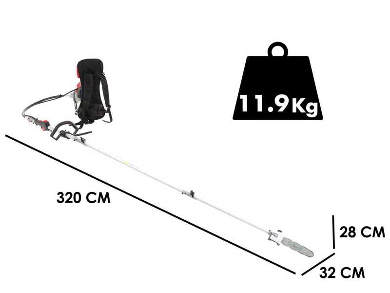 Benzin-Hochentaster 2-Takt-Motor GeoTech GT-2 52 BP mit Teleskopschaft - 52 ccm