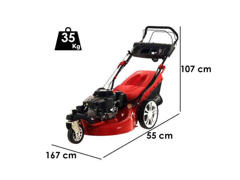 Benzin-Rasenm&auml;her mit Radantrieb GeoTech Pro S58-3 BMSWGE L225 , Einzelradschwenkung