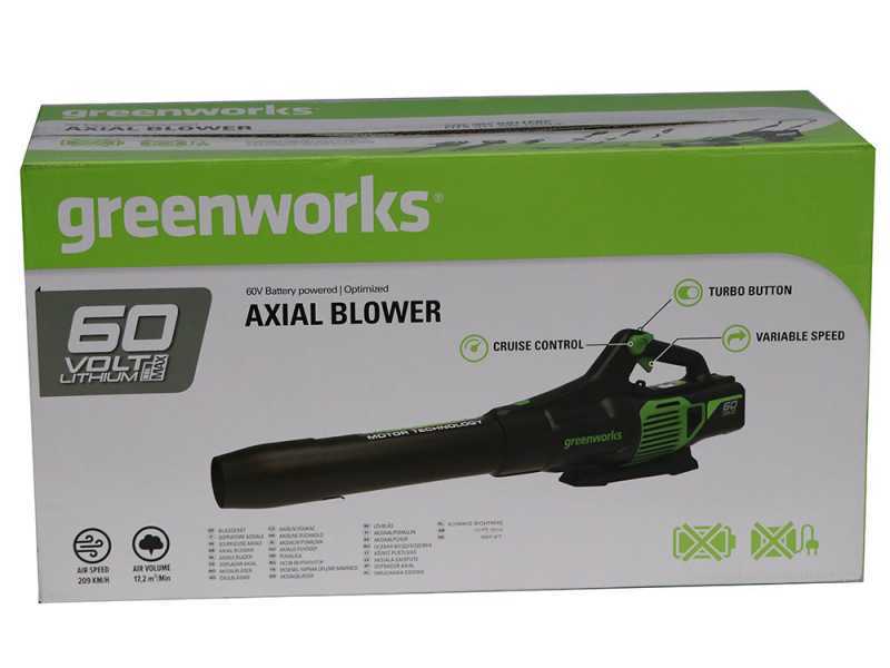 Axialer Akku-Laubbl&auml;ser Greenworks GD60AB 60V - OHNE AKKU UND LADEGER&Auml;T