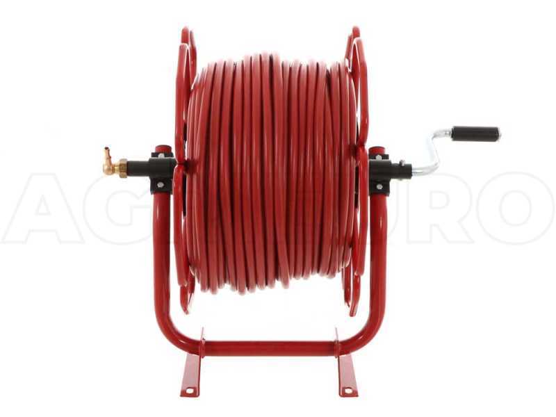 Schlauchhaspel mit blumenf&ouml;rmigem Rand - Schlauch 100 Meter - 40 bar - professionelle Schlauchaufroller-Pistole