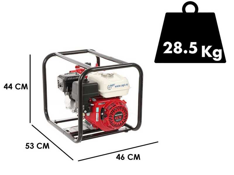 Benzinbetriebene Schmutzwasserpumpe AGT GX 200 (2 Zoll) - mit 50/40 mm Anschl&uuml;ssst&uuml;cken
