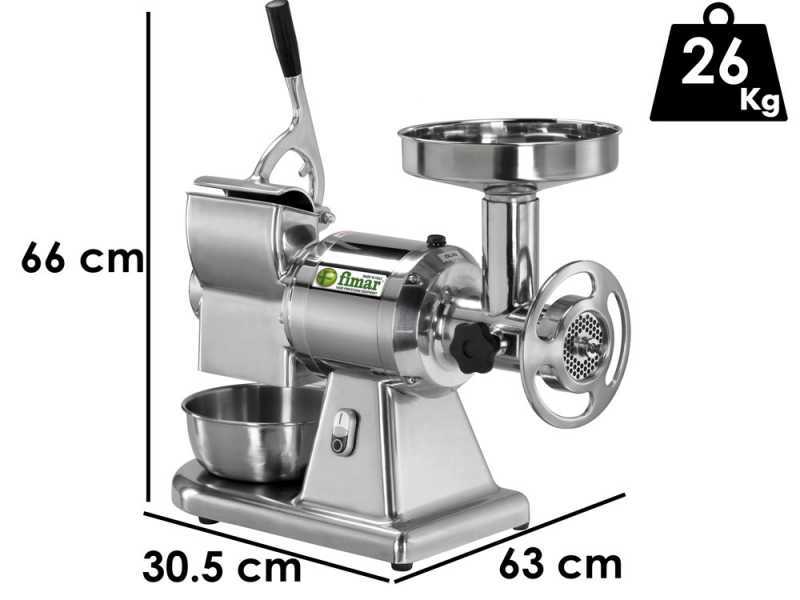 FIMAR TC22T - Elektrischer Fleischwolf - mit integrierter K&auml;sereibe - Schneideeinheit aus Edelstahl - 400V