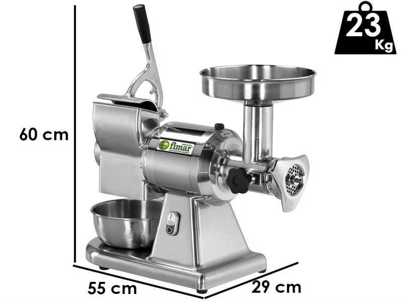 FIMAR TC12T - elektrischer Fleischwolf- mit Hartk&auml;sereibe - Schneideeinheit aus Edelstahl - 230V