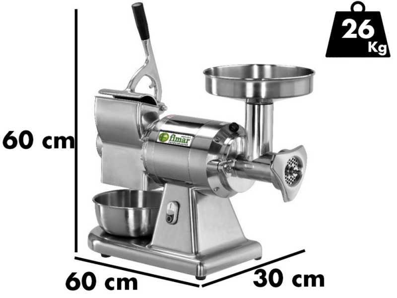 FIMAR TC12AT - Elektrischer Fleischwolf - integrierte Hartk&auml;sereibe - Schneideeinheit aus Edelstahl - 230V