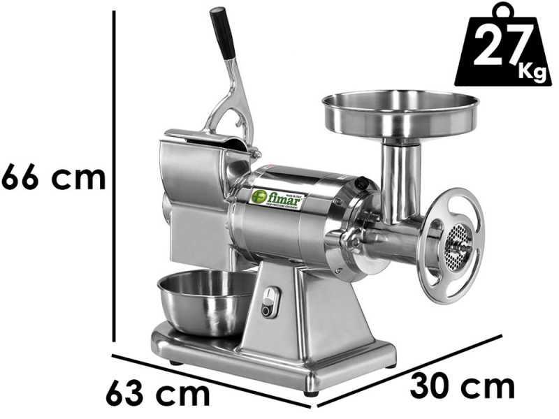 FIMAR TC22AE - Elektrischer Fleischwolf - integrierte Hartk&auml;sereibe - Edelstahl-Schneideeinheit - 230V